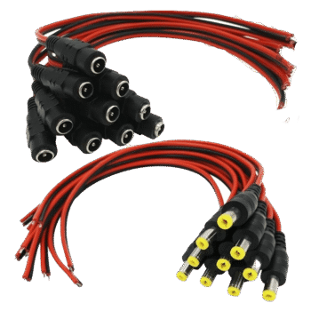 كابلات باور تيار مستمر، 10 أزواج كابلات مضفرة ذكر وانثى لكاميرات المراقبة CCTV مع وصلات