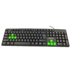 لوحة مفاتيح USB متعددة الوظائف لاجهزة الكمبيوتر واللاب توب KB-47020 من فيستا، أسود